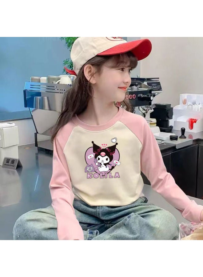 Girls' Fashion Long-sleeve Double-sided Color-block Thermal Inner Top For Older Children, 2025 Autumn And Winter Trendy Base Shirt - Image 1