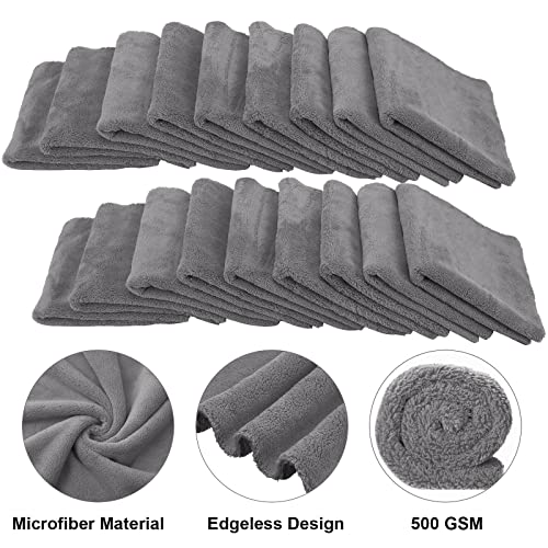 Shimeyao 30 Pcs Edgeless Microfiber Plush Towels for Cars Detailing Drying Wash Polishing Absorbent Cleaning Cloths, 500 GSM, 16 x 16 Inch(Gray) - Image 3