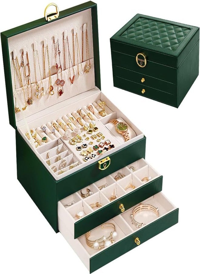NYTRYD Jewellery Box, Jewellery Storage, 3-Layer Removable for Storing Jewellery, Rings, Earrings, Bracelets, Waterproof Leather Jewellery Box - Image 1