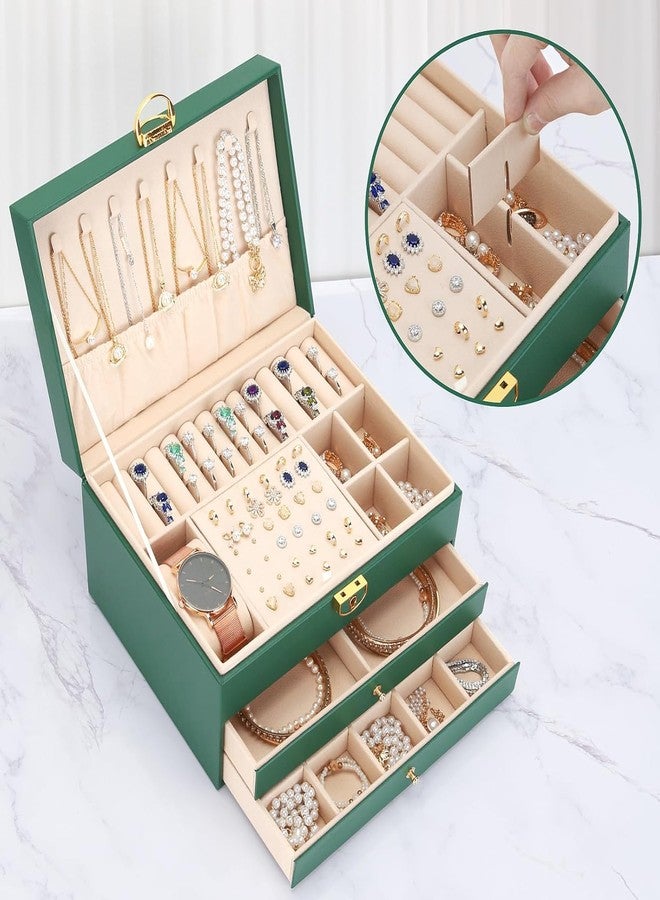 NYTRYD Jewellery Box, Jewellery Storage, 3-Layer Removable for Storing Jewellery, Rings, Earrings, Bracelets, Waterproof Leather Jewellery Box - Image 5