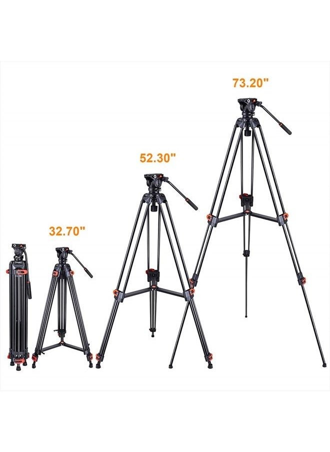COMAN Heavy Duty Tripod Professional Video Tripod Aluminium 72inch with 360 Degree Fluid Head for Canon Nikon DSLR Camcorder Cameras Spotting Scopes  - Image 5