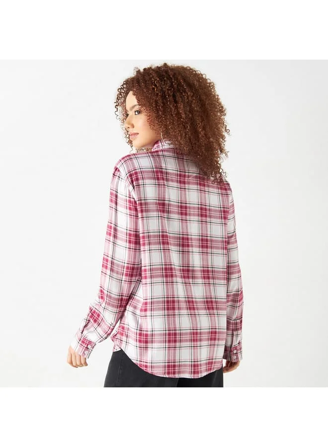 Lee Cooper Lee Cooper Checked Shirt with Roll-Up Sleeves and Pocket