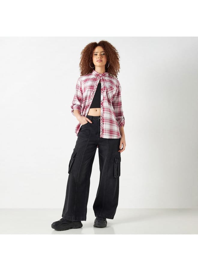 Lee Cooper - Lee Cooper Checked Shirt with Roll-Up Sleeves and Pocket - Image 1