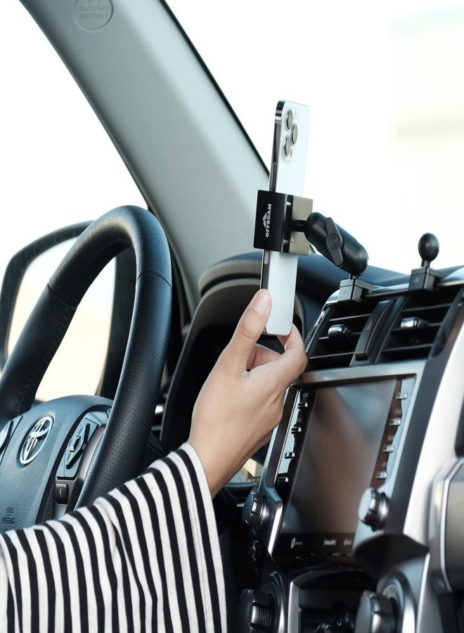 Offroam Phone Mount Made for Toyota 4Runner 2010-2024, CNC-Machined Aluminium, Universal Spring Loaded Holder, 360-Degree Swivel, One-Hand Operation - Image 1