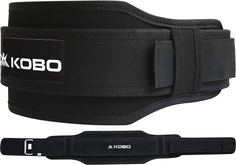 Kobo Multipurpose Gym Belt For Weight Lifting Fitness, Neoprene Padded, 6” Wide Back Support, Adjustable Hook & Loop Closure Powerlifting Deadlift Squat Workout Strength Training, Men Women WTB-13 - Image 1