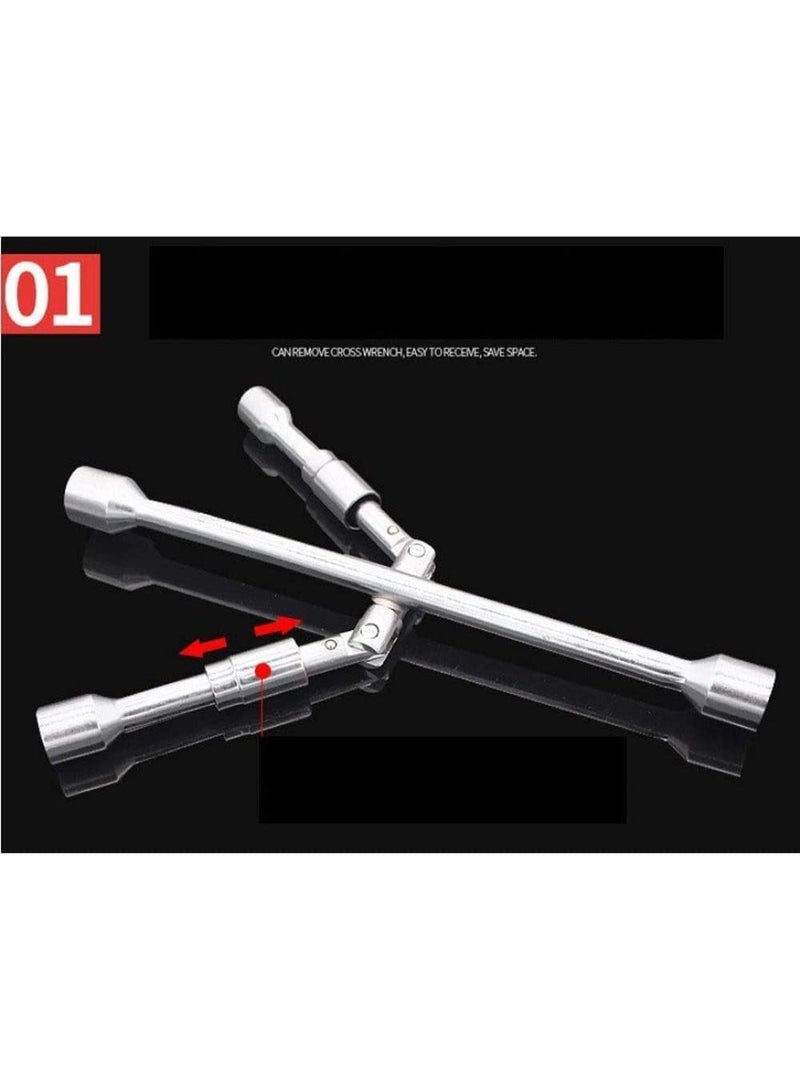 Foldable 4-Way Tire Lug Wrench – Compact Iron Cross Socket Tool for Car & Truck Wheel Nut Removal - Image 3