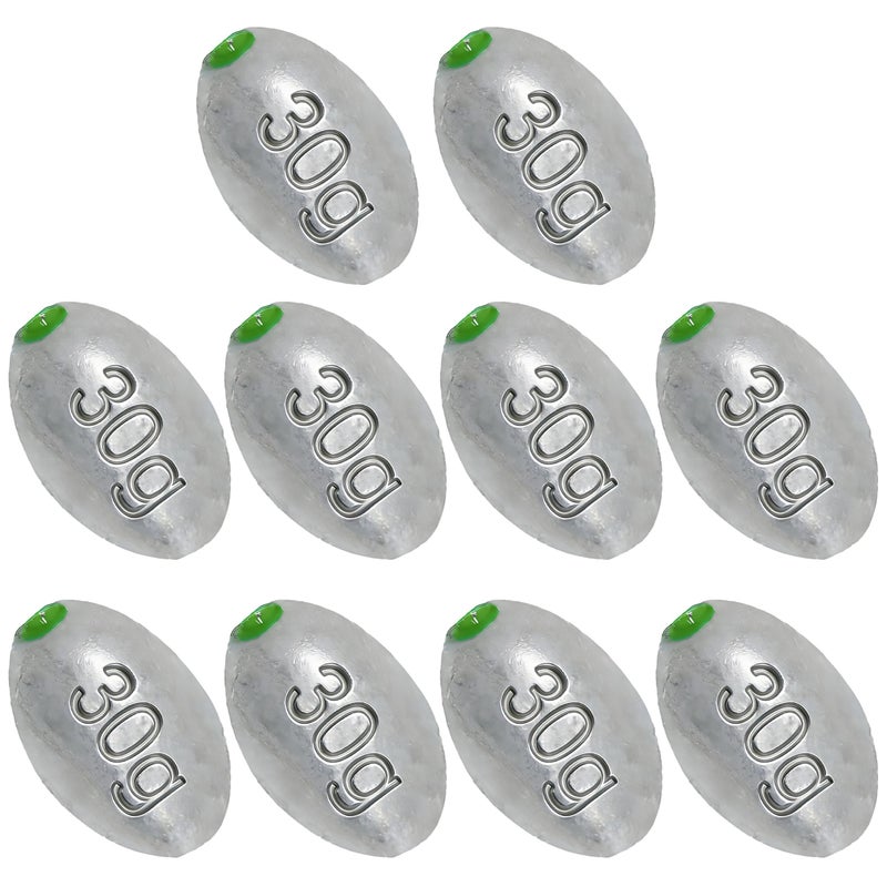 TKHDBF Egg Sinkers Bullet Fishing Weights Oval Shaped with Plastic Core Slip Sinkers for Catfish Fishing Casting Saltwater and Freshwater 1/5oz to 2oz - Image 1