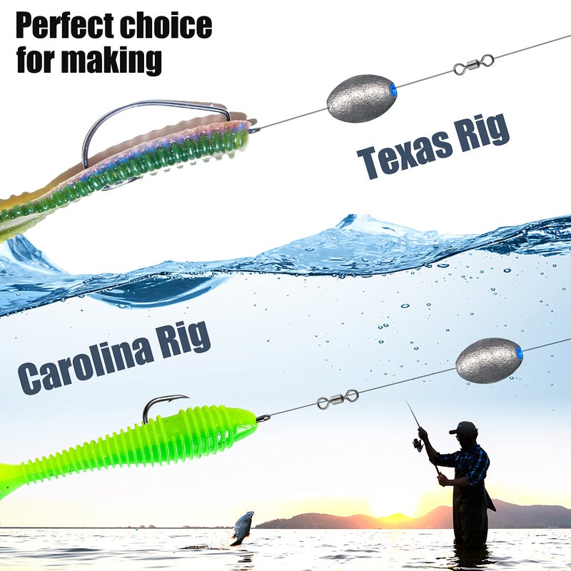 TKHDBF Egg Sinkers Bullet Fishing Weights Oval Shaped with Plastic Core Slip Sinkers for Catfish Fishing Casting Saltwater and Freshwater 1/5oz to 2oz - Image 5