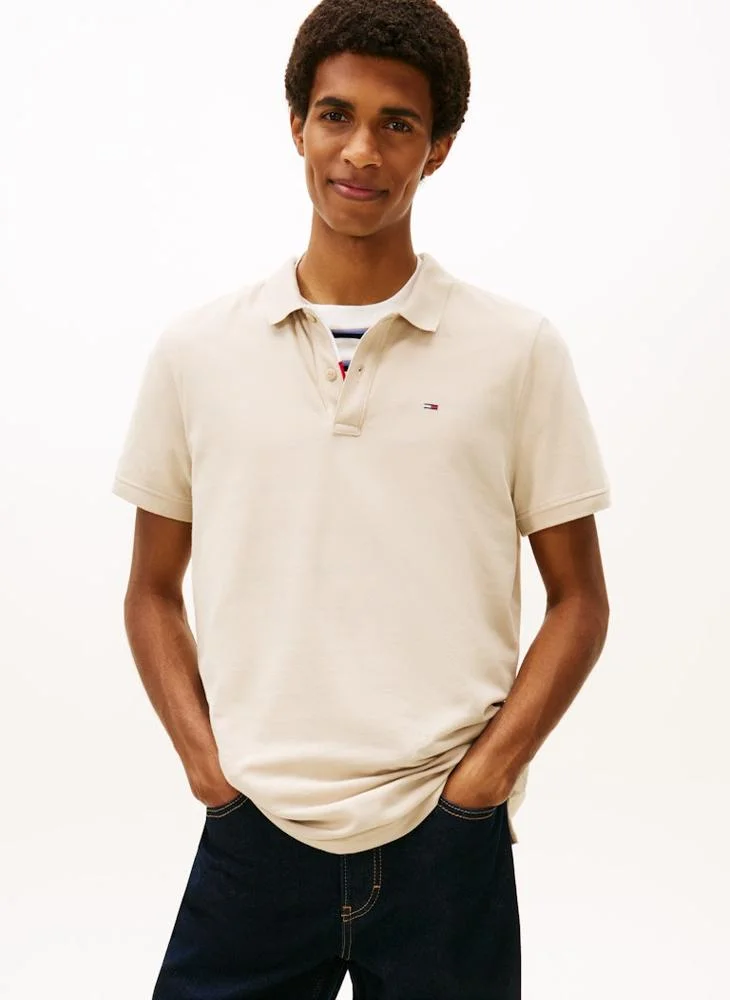 Tommy Flag Slim Fit Pique Polo Shirt