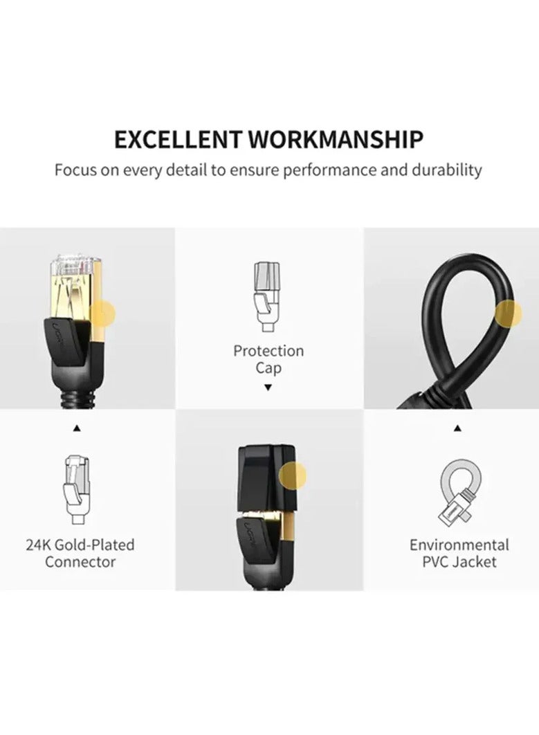 يو جرين UGREEN 0.5M Cat7 F/FTP Round Ethernet Cable, 10 Gbps/600Mhz, STP for Modem, Router, PC, Mac, Laptop, PS2, PS3, PS4, Xbox, and Xbox 360 etc. (11229) - Image 2