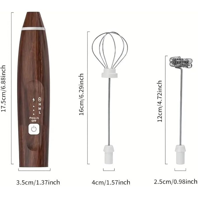ريحني جهاز خفق الحليب المحمول باليد مزود بمضربين من الفولاذ المقاوم للصدأ ومشابك بثلاث سرعات قابلة للتعديل للكابتشينو والشوكولاتة الساخنة وميلك شيك البيض ومتين لتجربة باريستا المنزلية وأساسيات القهوة وحبيبات الخشب - Image 3
