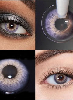 Unibling Mermaid Violet Yearly Colored Contact Lenses, Unisex Cosmetic Contact Lenses, Enlargement Collection, Light Purple, With Case  - Image 3