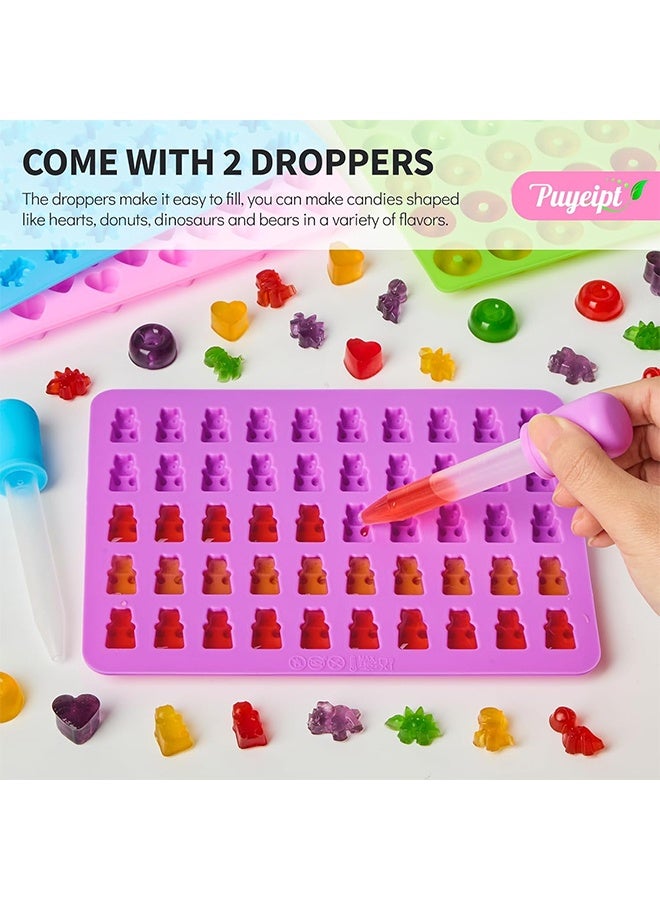 ليمون ٤ قطع من قوالب حلوى الجيلي السيليكونية مع قطارتين، قوالب جيلي صغيرة غير لاصقة للحلوى الصلبة، ووجبات الفاكهة الخفيفة، والشوكولاتة (على شكل قلب، دب، ديناصور، دونات). - Image 4