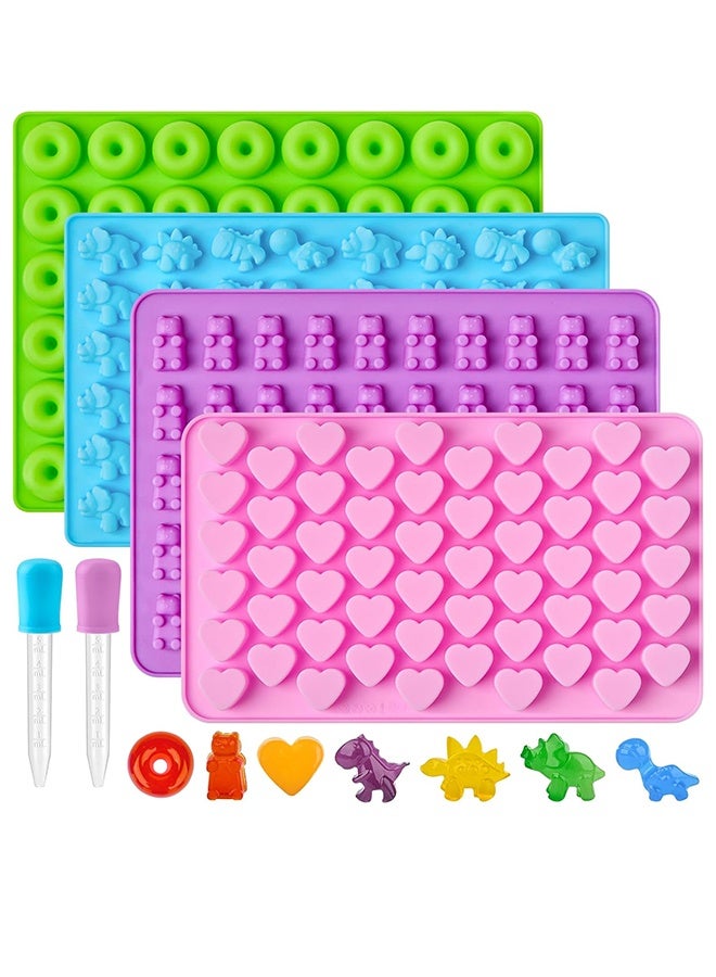 ليمون ٤ قطع من قوالب حلوى الجيلي السيليكونية مع قطارتين، قوالب جيلي صغيرة غير لاصقة للحلوى الصلبة، ووجبات الفاكهة الخفيفة، والشوكولاتة (على شكل قلب، دب، ديناصور، دونات). - Image 1