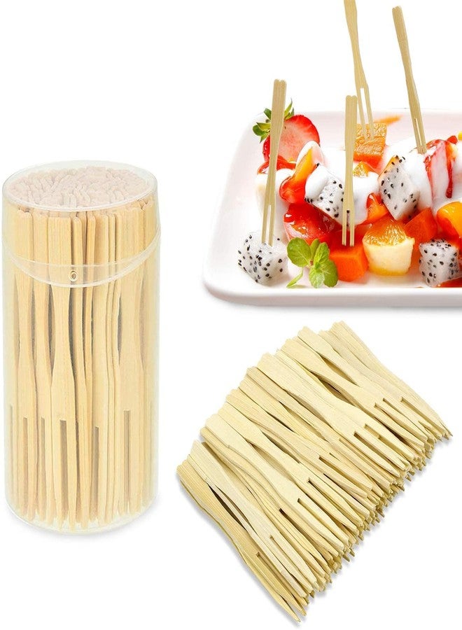 KLEAM MOOLYAVAAN Products (2 in 1) Disposable Wooden Spoon -Biodegradable, Wooden Utensils with Mini Food Picks Double Prong Fruit Forks Great for Parties, Weddings (30pcs Wooden Spoon + 30pcs Fruit Fork) - Image 4