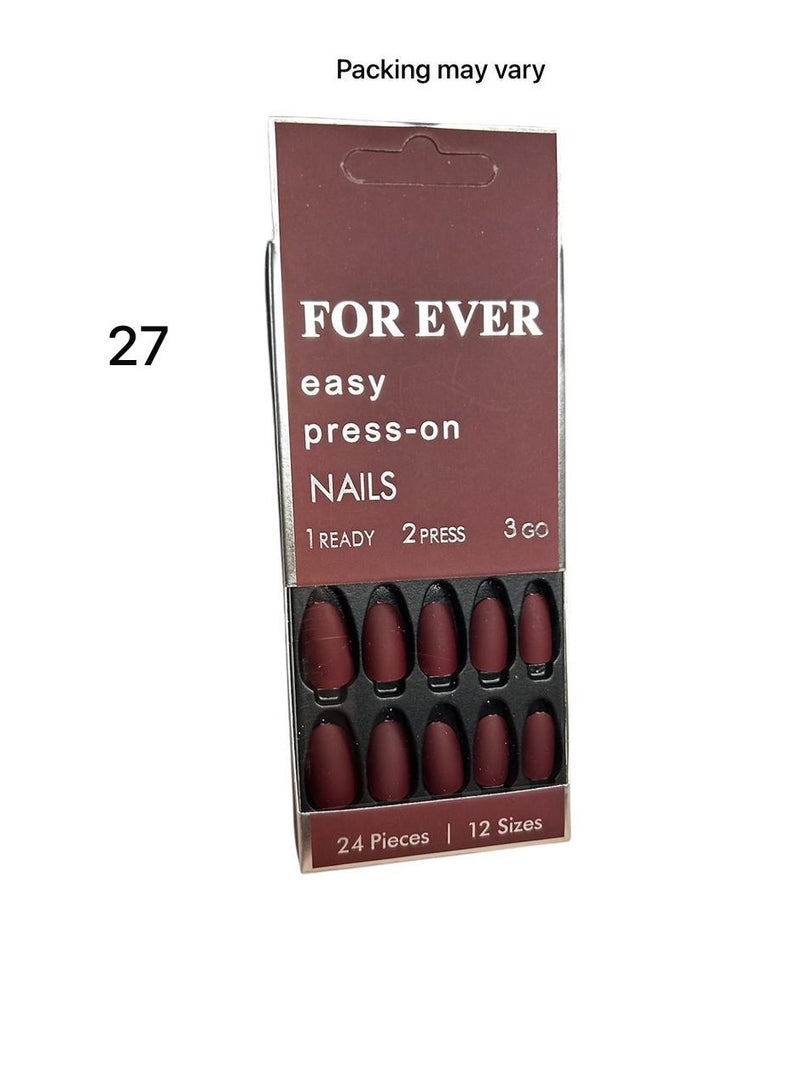 Forever Pack of 24 pieces of artificial nails - distinctive design, double-sided adhesive 