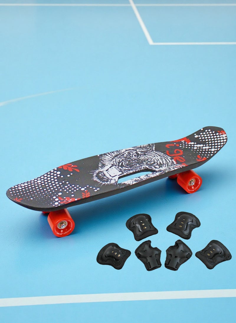 إيزي فيتشور لوح تزلج EASY FUTURE Penny Board للأطفال من سن 6 إلى 12 عامًا - لوح تزلج قصير كامل Cruiser Board للشباب والمراهقين والمبتدئين بما في ذلك مجموعة معدات الحماية - Image 1