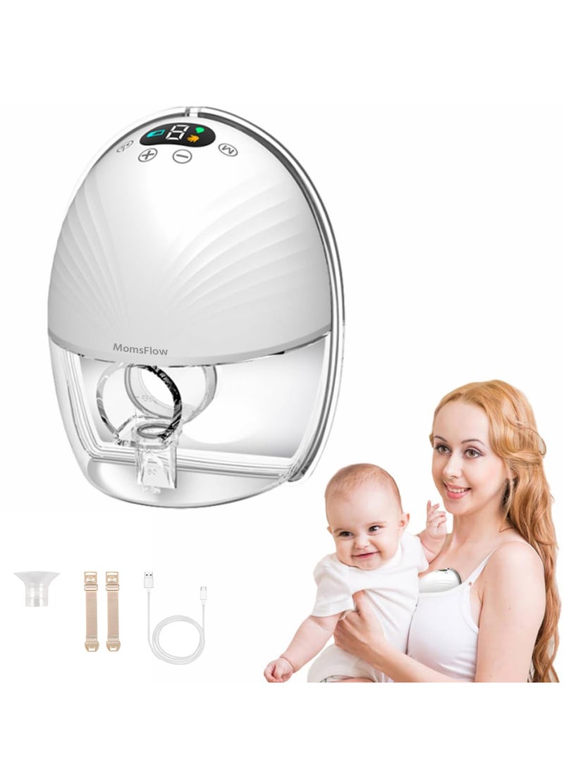 MomsFlow Wearable Breast Pump – Lightweight, Hands-Free with LED Display, 3 Modes & 9 Suction Levels for Easy Pumping - Image 1