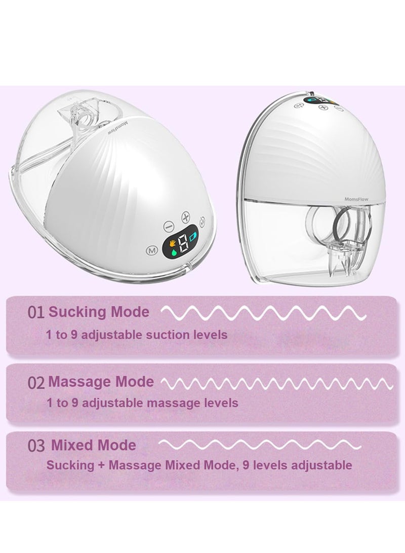 MomsFlow Wearable Breast Pump – Lightweight, Hands-Free with LED Display, 3 Modes & 9 Suction Levels for Easy Pumping - Image 5