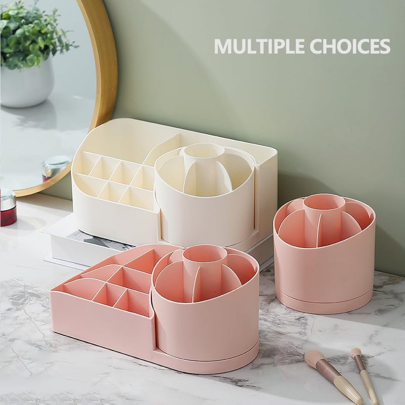 Nibbler Makeup Organiser Cosmetic Makeup Lipstick Storage Box with Drawer Plastic Case Holder Skin Care Products for Dressing Table 360 RotationCream Cream - Image 3