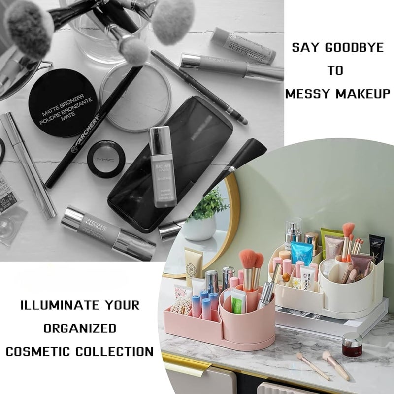 Nibbler Makeup Organiser Cosmetic Makeup Lipstick Storage Box with Drawer Plastic Case Holder Skin Care Products for Dressing Table 360 RotationCream Cream - Image 5