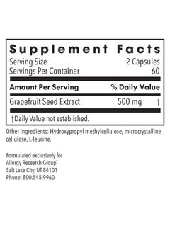Allergy Research Group ParaMicrocidin 250 Supplement - Grapefruit Seed Extract 500mg, Supports Metabolic Function, Contaminant Free, Vegetarian Capsules - 120 Count  - Image 3