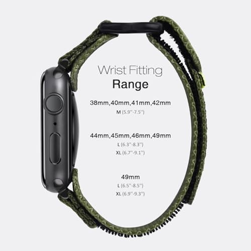 Nereides Compatible with Apple Watch Series 11 Band Series 10/9/8/7/6/5/4/SE/SE2/SE3/Ultra 3/2/1, Nylon Sports Strap with Woven Design for 49mm/46mm/45mm/44mm (L, Army Green) - Image 2