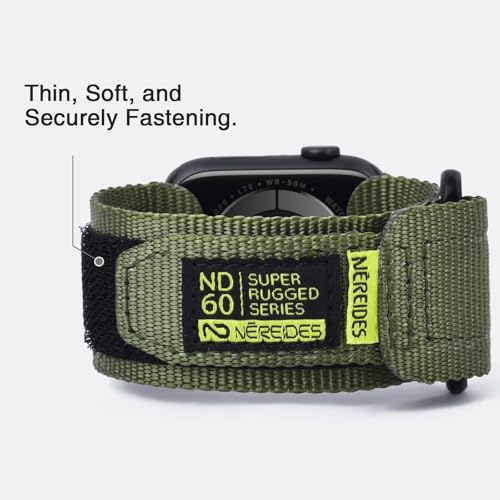 Nereides Compatible with Apple Watch Series 11 Band Series 10/9/8/7/6/5/4/SE/SE2/SE3/Ultra 3/2/1, Nylon Sports Strap with Woven Design for 49mm/46mm/45mm/44mm (L, Army Green) - Image 5