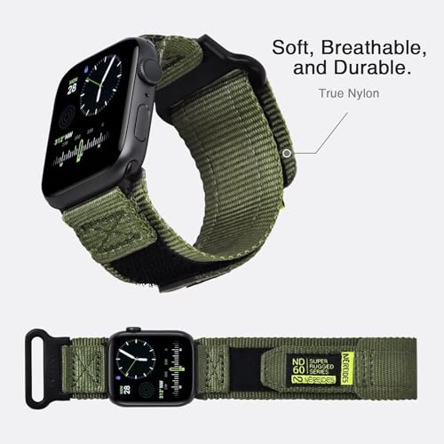 Nereides Compatible with Apple Watch Series 11 Band Series 10/9/8/7/6/5/4/SE/SE2/SE3/Ultra 3/2/1, Nylon Sports Strap with Woven Design for 49mm/46mm/45mm/44mm (L, Army Green) - Image 3