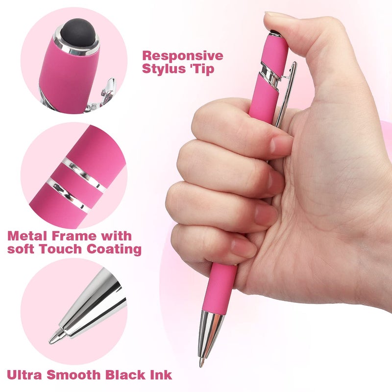Bribobo 8 Pack Ballpoint Pen 2-in-1 Stylus Retractable Ballpoint Pen with Stylus tip, Metal Stylus Pen for Touch Screens, 1.0 mm Black Ink(Mixed Color) - Image 2