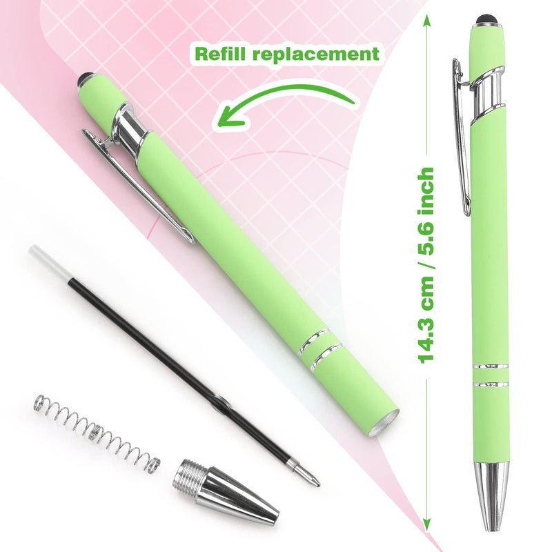 Bribobo 8 Pack Ballpoint Pen 2-in-1 Stylus Retractable Ballpoint Pen with Stylus tip, Metal Stylus Pen for Touch Screens, 1.0 mm Black Ink(Mixed Color) - Image 3