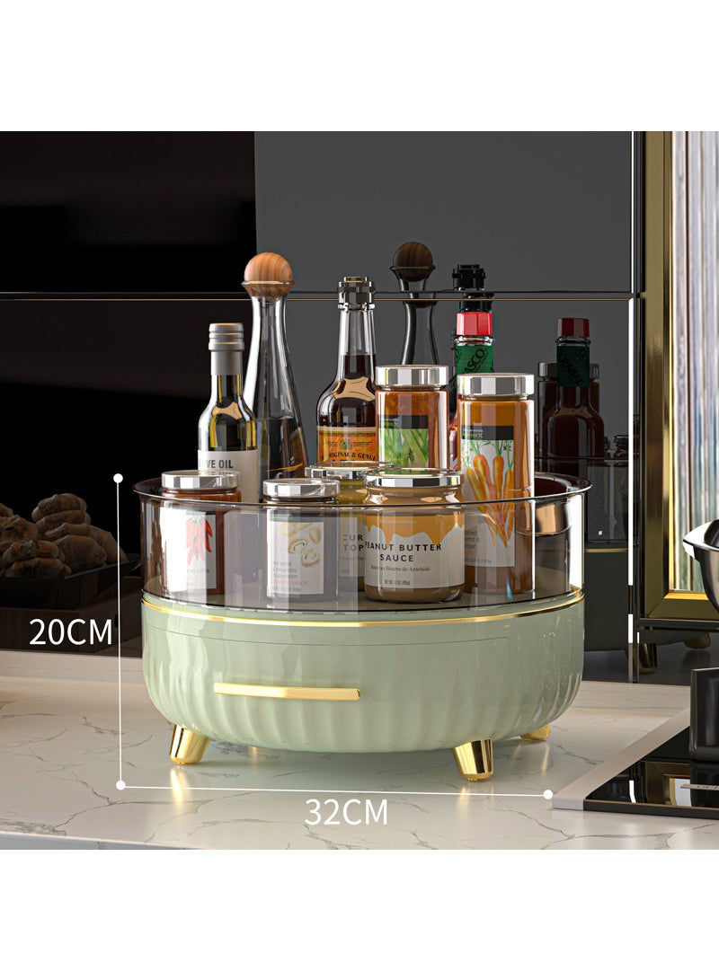 Sharpdo Makeup Skin Care Organizer for Dresser, Perfume Tray, 360 Degree Rotating Lazy Susan Cosmetic Storage, Contains a Drawer - Image 2