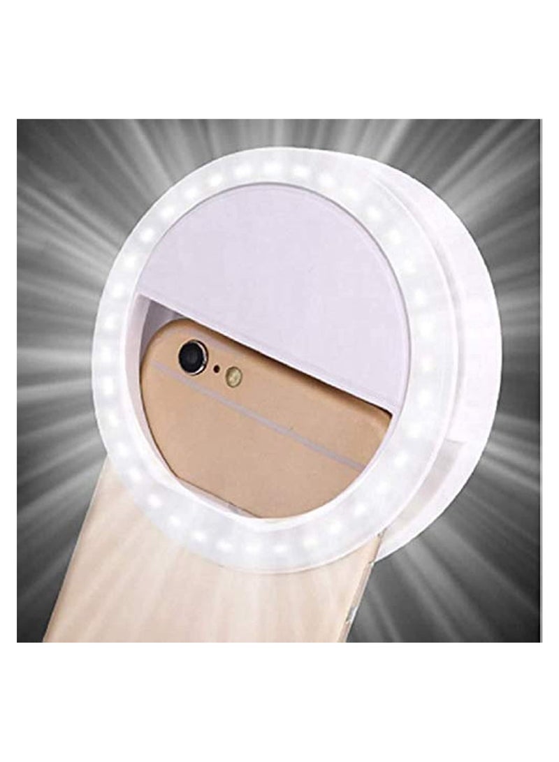 184 Selfie Ring Light with 36 LED Bulbs, Flash Lamp Clip Ring Lights Fill-in Lighting Portable for Phone/Tablet/iPad/Laptop Camera - White. (OFF-WHITE) - Image 1