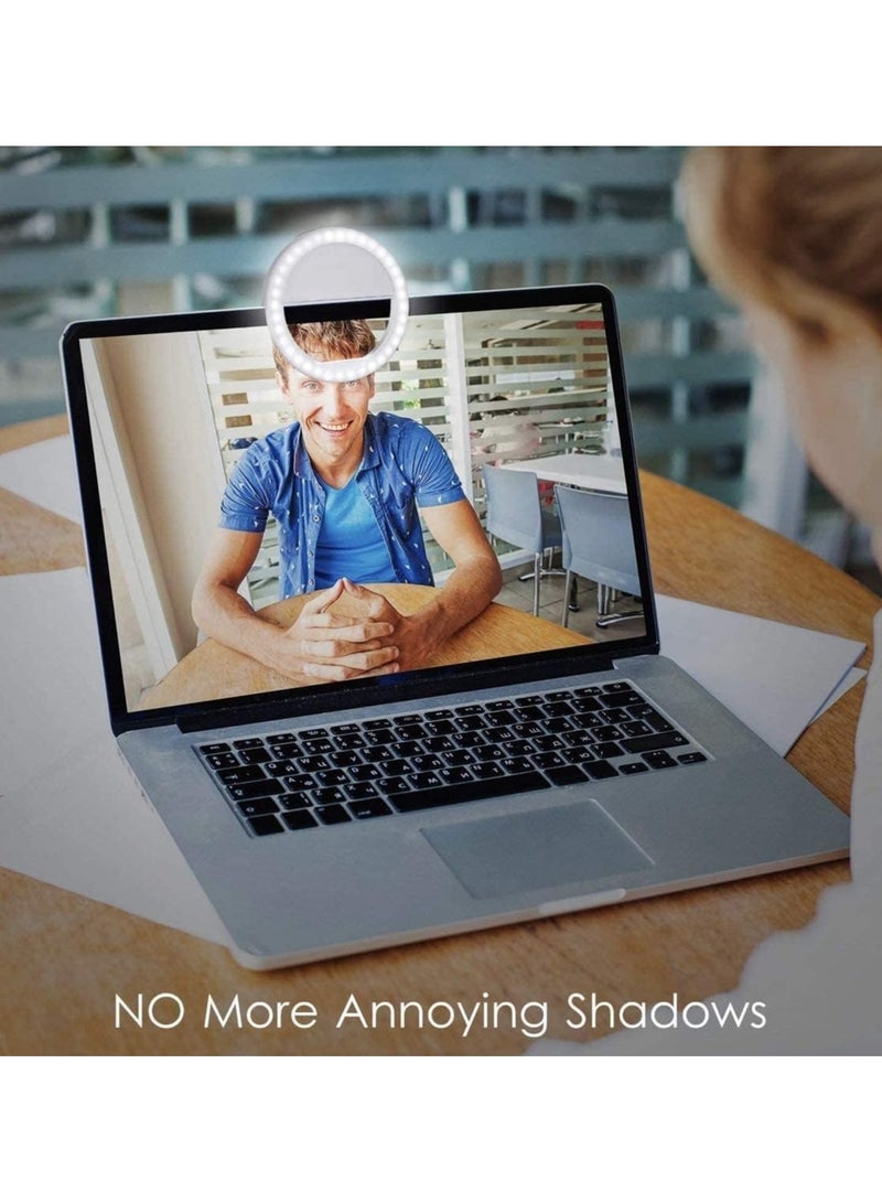 184 Selfie Ring Light with 36 LED Bulbs, Flash Lamp Clip Ring Lights Fill-in Lighting Portable for Phone/Tablet/iPad/Laptop Camera - White. (OFF-WHITE) - Image 4