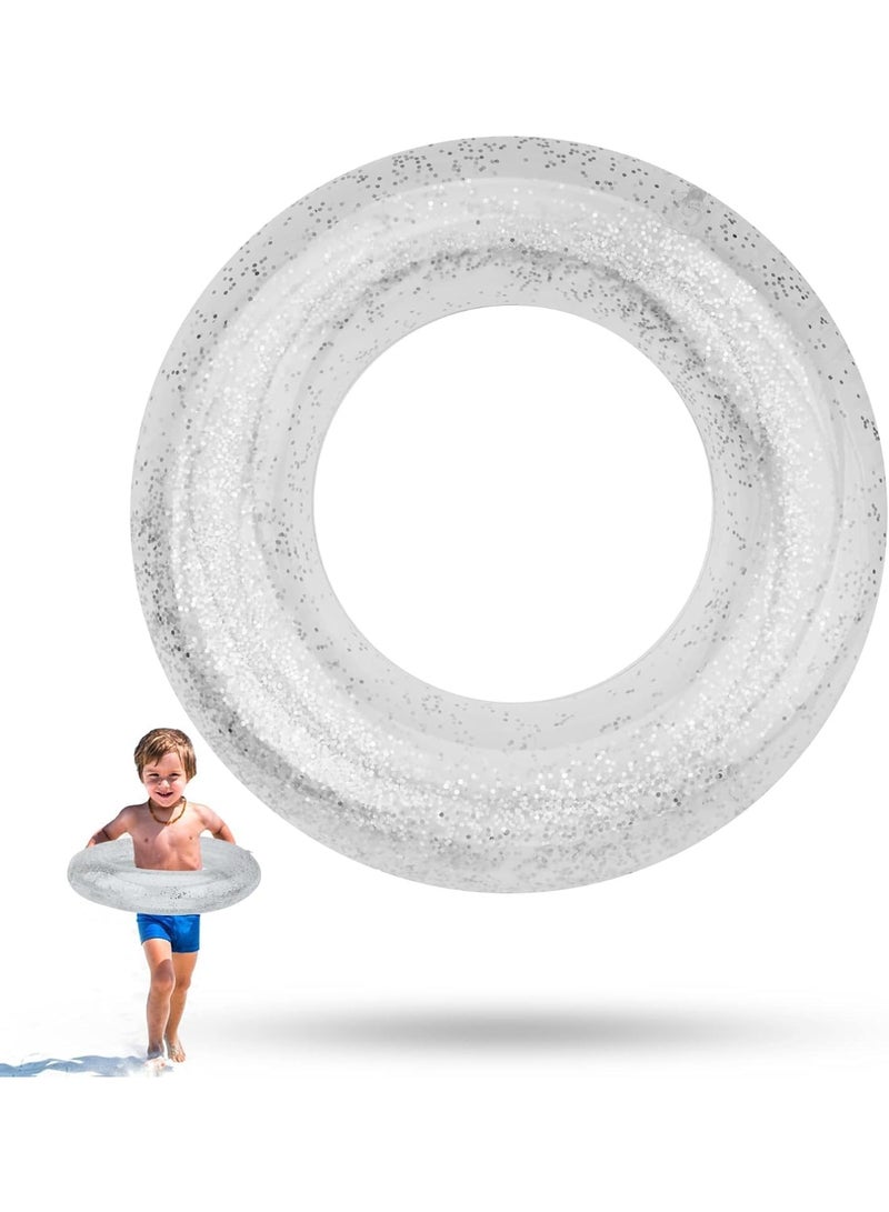 A sequined swimming float, a transparent and shiny inflatable swimming float, a durable swimming float, a set of inflatable pool floats, decorated with shiny lavender rings, suitable for children and adults, ideal for use in summer outdoor pools, beaches, and parties.  Swimming float, sequined tube, for adults, summer, pool, parties - Image 1