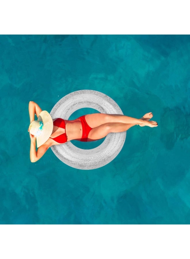 A sequined swimming float, a transparent and shiny inflatable swimming float, a durable swimming float, a set of inflatable pool floats, decorated with shiny lavender rings, suitable for children and adults, ideal for use in summer outdoor pools, beaches, and parties.  Swimming float, sequined tube, for adults, summer, pool, parties - Image 5