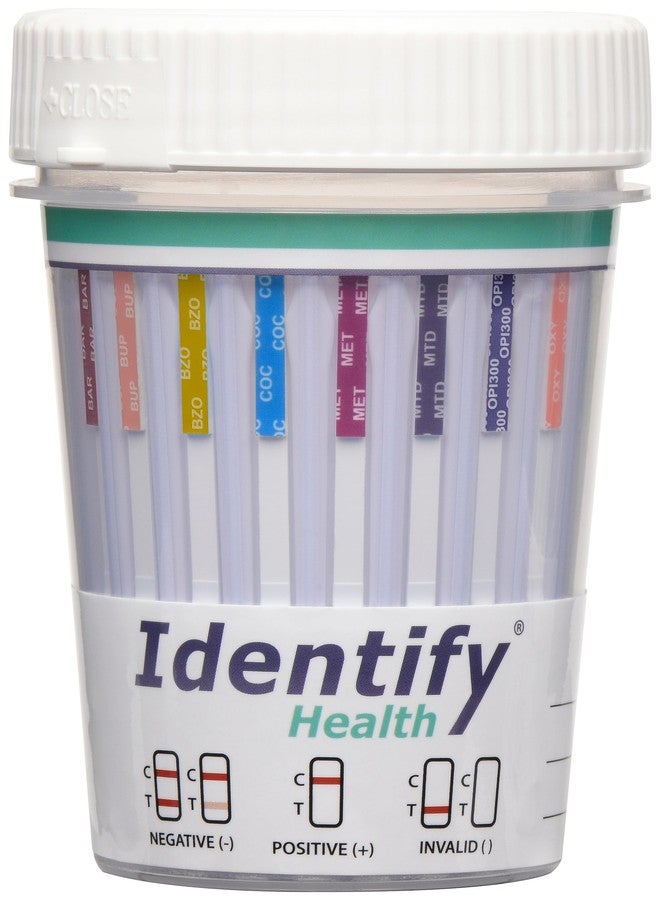 أكواب اختبار المخدرات من Identify Health، عبوة من 25 كوبًا، للاستخدام المنزلي بدون وصفة طبية - Image 1