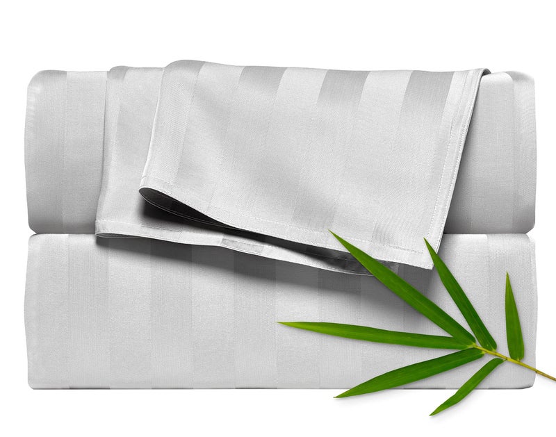 Pure Bamboo California King Sheets by Pure Bamboo  Genuine 100% Organic Viscose Derived from Bamboo Bed Sheet Set  Soft & Cooling  Double Stitching  Lifetime Quality Promise (California King  Jacquard White)  - Image 1