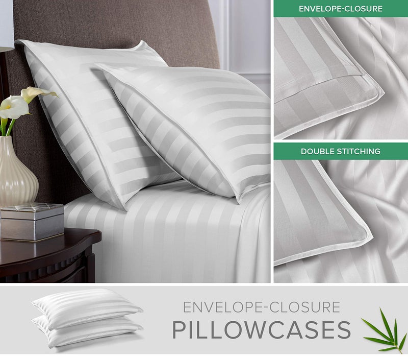 Pure Bamboo California King Sheets by Pure Bamboo  Genuine 100% Organic Viscose Derived from Bamboo Bed Sheet Set  Soft & Cooling  Double Stitching  Lifetime Quality Promise (California King  Jacquard White)  - Image 3