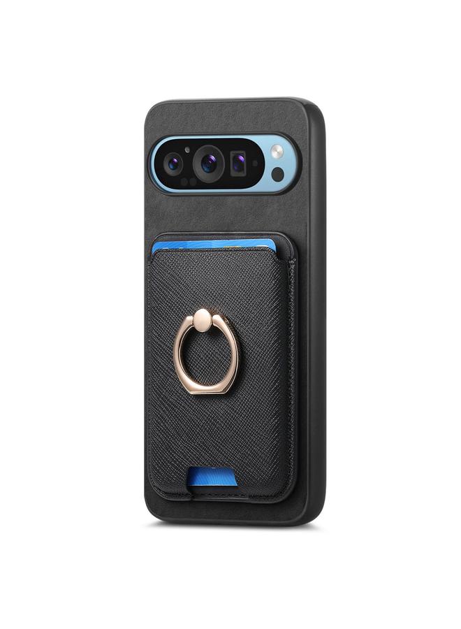 S-TOP Case For Google Pixel 9 Pro XL Retro Cross Leather Ring Vertical Insert Card Bag MagSafe Phone Case - Image 2