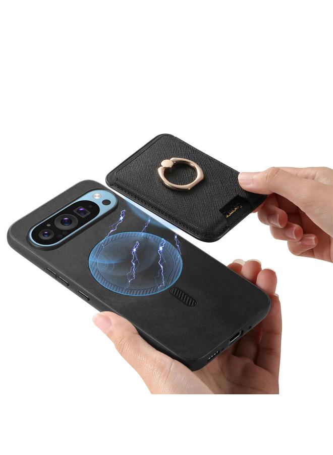 S-TOP Case For Google Pixel 9 Pro XL Retro Cross Leather Ring Vertical Insert Card Bag MagSafe Phone Case - Image 5