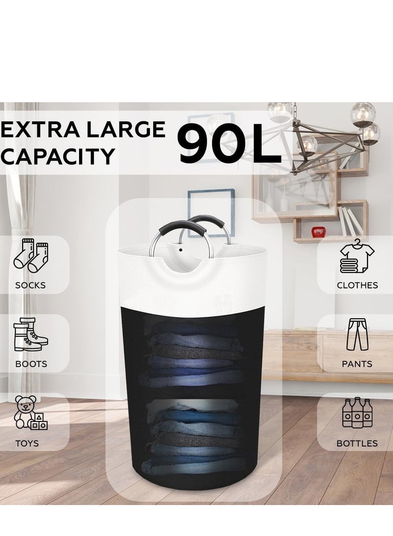 Raxoom 90L Laundry Basket Collapsible Slim with Aluminium Handles, Washing Laundry Hamper Bag Organizer Easy Storage for Dirt Clothes Clean Clothes Toys Bedroom Bathroom Kitchen - Image 3
