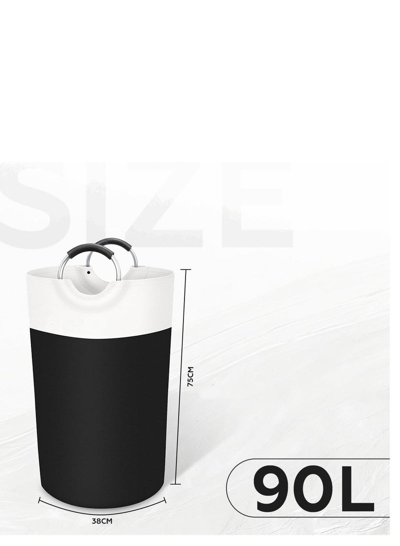 Raxoom 90L Laundry Basket Collapsible Slim with Aluminium Handles, Washing Laundry Hamper Bag Organizer Easy Storage for Dirt Clothes Clean Clothes Toys Bedroom Bathroom Kitchen - Image 2