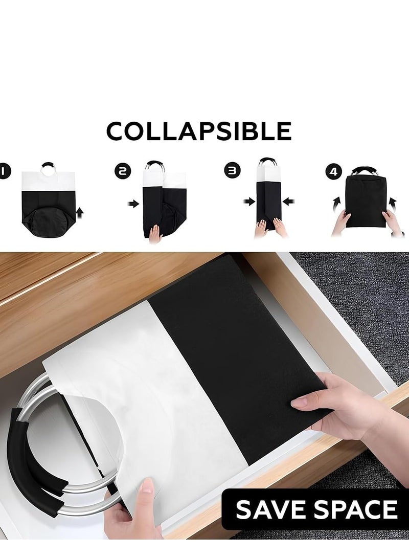 Raxoom 90L Laundry Basket Collapsible Slim with Aluminium Handles, Washing Laundry Hamper Bag Organizer Easy Storage for Dirt Clothes Clean Clothes Toys Bedroom Bathroom Kitchen - Image 5