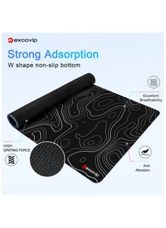 excovip Large Gaming Mouse Pad XL,Anti-Skid Mousepad Large Keyboard Mouse Pad Desk Mat with Stitched Edges (800x300mm, Black) 0155  - Image 2
