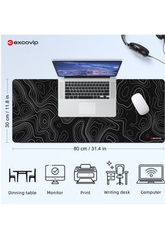 excovip Large Gaming Mouse Pad XL,Anti-Skid Mousepad Large Keyboard Mouse Pad Desk Mat with Stitched Edges (800x300mm, Black) 0155  - Image 5
