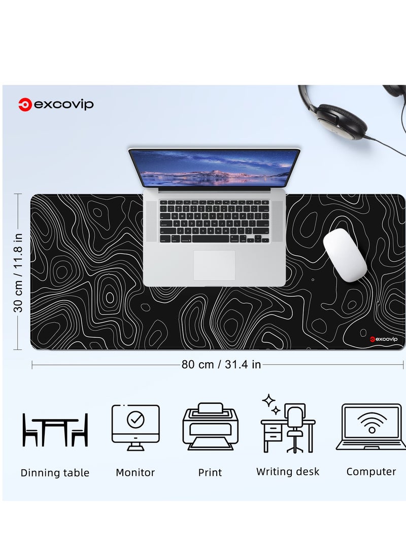 excovip Large Gaming Mouse Pad XL,Anti-Skid Mousepad Large Keyboard Mouse Pad Desk Mat with Stitched Edges (800x300mm, Black) 0155  - Image 5