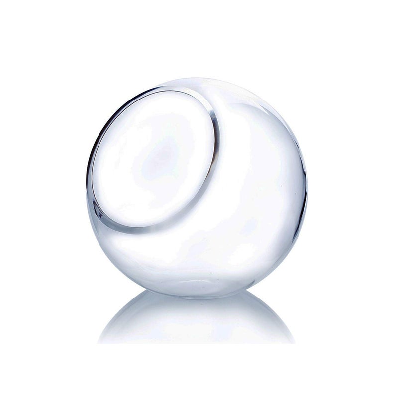 WGVI WGV Slant Cut Bowl Glass Vase  Width 7.5""  Height 7.5""  Clear Round Globe Planter Terrarium Orb  Candy Dish  Fruit Jar  Floral Container for Home Office Decor  1 Piece - Image 1