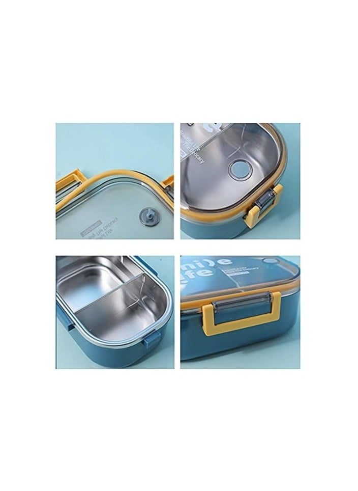 Generic - Portable Stainless Steel Bento Lunch Box with Transparent Lid – Leak-Proof Food Storage Container for Students, Office Workers, and Kids – Reusable and Eco-Friendly Meal Prep Box - Image 1