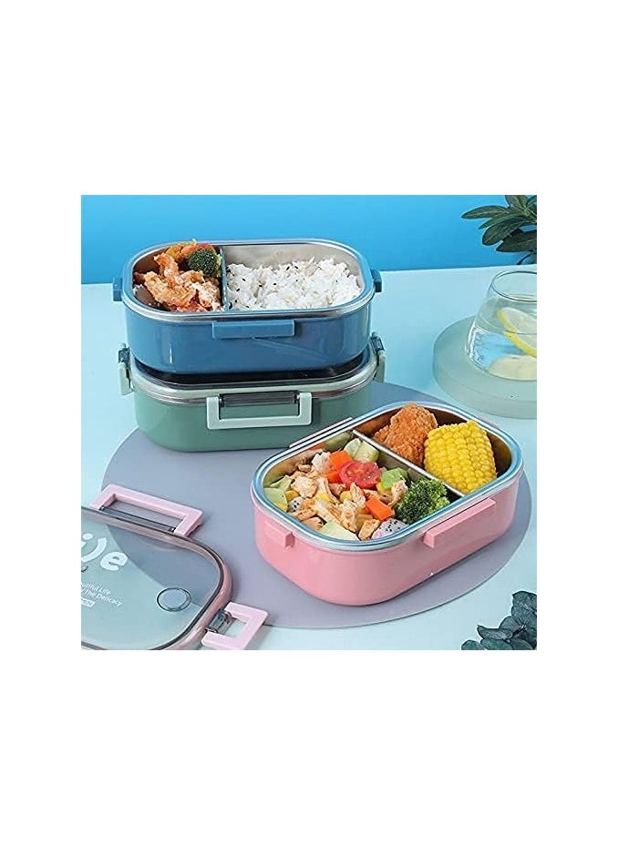 Generic - Portable Stainless Steel Bento Lunch Box with Transparent Lid – Leak-Proof Food Storage Container for Students, Office Workers, and Kids – Reusable and Eco-Friendly Meal Prep Box - Image 1